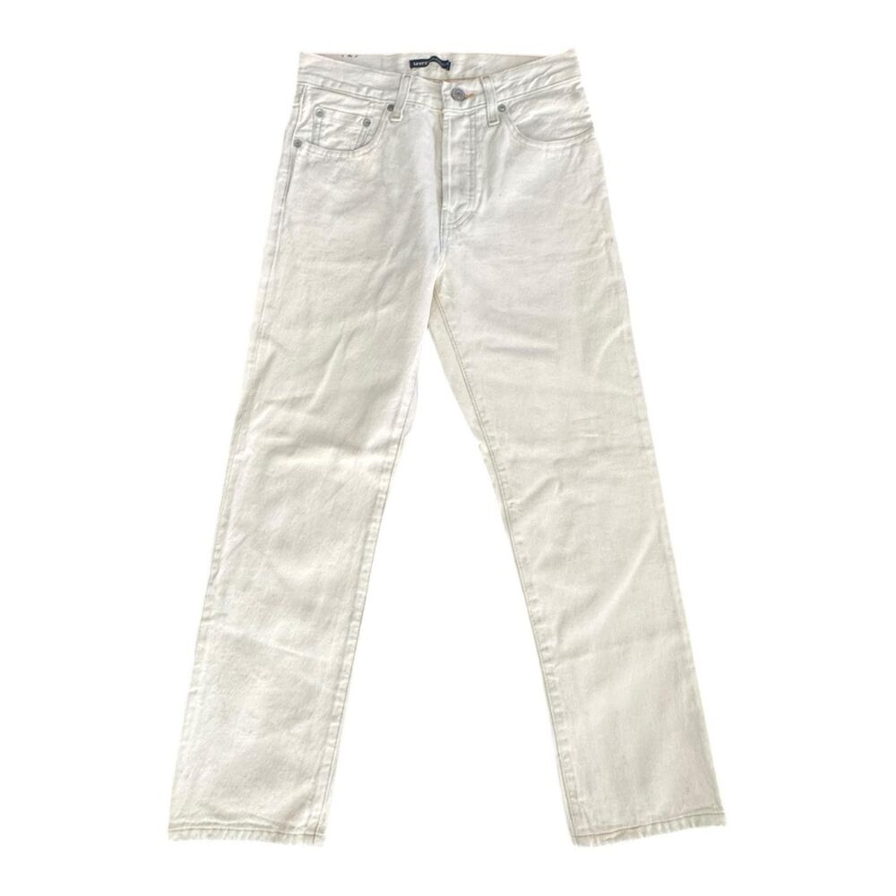 Levi's Made‎ & Crafted 501 Crop Jeans Womens 24/26 White High Rise Button Fly